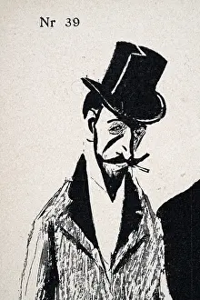 Jugendstil Prints: Character sketch well dressed man