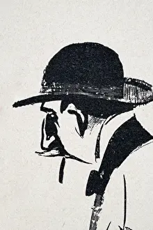 Jugendstil Prints: Character sketch man with moustache