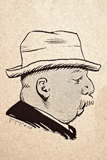 Character sketch of mature man with bushy moustache wearing hat, French 1890s, 19th Century