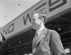 Glendale Prints: Charles A. Lindbergh Smiling While on Airport Layover