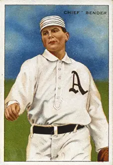 Prints of UNITED STATES - CIRCA 1912: Tobacco card showing the Philadelphia Athletics star pitcher, Charles Albert Chief Bender, 01/01/1912 (Photo by Transcendental Graphics/Getty Images) Transcendental Graphics Prints: Charles Albert Chief Bender