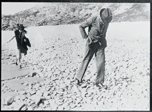 Charles and Anne Lindbergh Strolling on the Beach