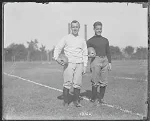 Cambridge Prints: Charles Brickley and Teammate Holding Footballs