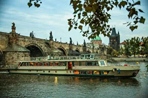 Images Dated 7th September 2010: Charles bridge in Prague and a tourist boat