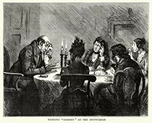 Images Dated 1st December 2015: Charles Dickens - Reading Dombey at the snuff shop