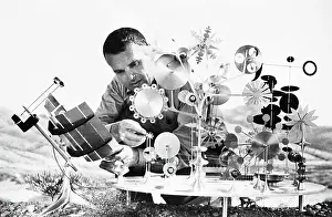 Aluminum Prints: Charles Eames with Kinetic Metal Sculpture