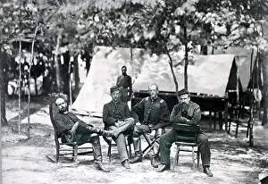 Brigade Prints: Charles Francis Adams (L) In Front Of Quarters