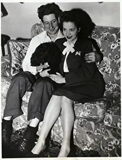 Charles E Prints: Charles Kelly with Wife and Family Dog