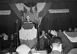 Isolationism Prints: Charles Lindbergh Addressing Rally