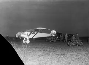 Charles Lindbergh Airplane Being Gased up by Trucks
