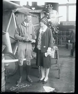 Charles Lindbergh Being Assisted by Opposite Sex Before His Paris Hop