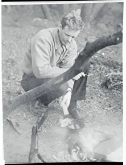 Campfire Prints: Charles Lindbergh Cooking Food in Frying Pan