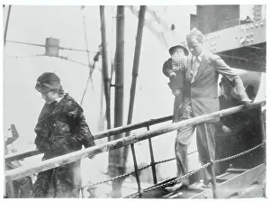 Liverpool Prints: Charles Lindbergh and Family Disembarking from Ship