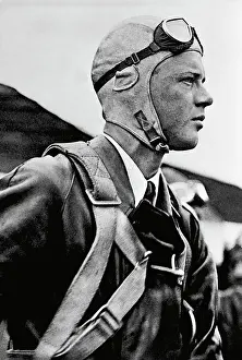 Flight Helmet Prints: Charles Lindbergh in His Flying Gear