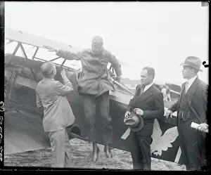Charles Lindbergh Jumping out of Cockpit