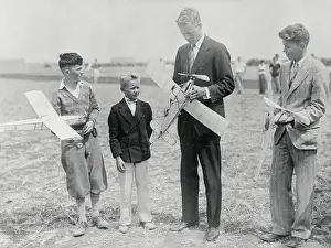 Charles Lindbergh Looking over Model Planes with Boys