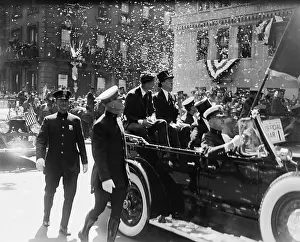 Charles Lindbergh in Parade with Mayor James Walker