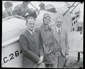 William P Prints: Charles Lindbergh Posing With Air Secretaries at Plane