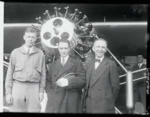Charles Lindbergh Posing With Aviator Supporters