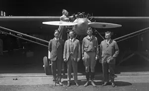 Charles Lindbergh Posing With His Financial Backers on Airfield