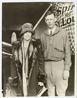 Charles Lindbergh Posing with Mother