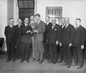 John D Prints: Charles Lindbergh Posing at Post Office Ceremony