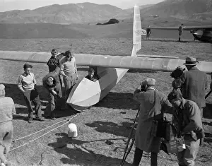 Charles Lindbergh Preparing for Glider Takeoff