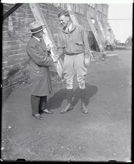 Charles Lindbergh Shaking Hand of Rene Fonck at Curtiss Airfield