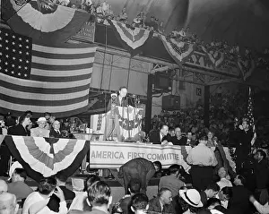 Charles Lindbergh Speaking at a Rally