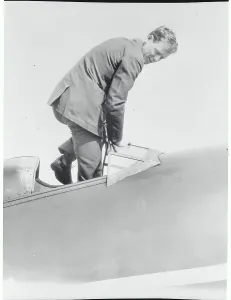 Newark Prints: Charles Lindbergh Stepping into Cockpit