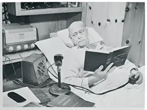 Indiana Prints: Charles Morris Speaking Into an Intercom