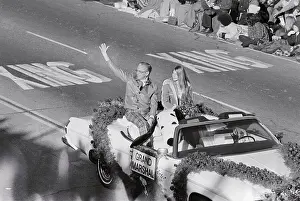 Charles M Prints: Charles M.Schulz Waving From Car