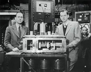 Charles H Prints: Charles Townes and Associate in Lab