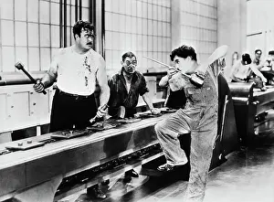 Overalls Prints: Charlie Chaplin Antagonizing Coworker
