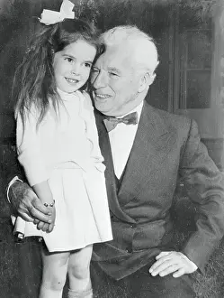 Josephine Chaplin Prints: Charlie Chaplin with Daughter