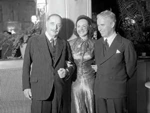 Charlie Chaplin and Paulette Goddard Posing with H.G. Wells