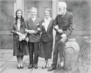 Charlie Chaplin Posing with Lady Astor and Colleagues