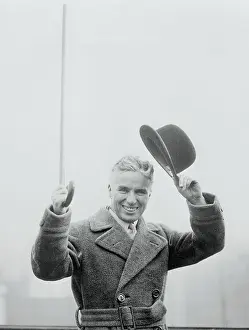 Tipping Hat Prints: Charlie Chaplin Raising Hat