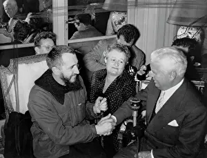 Charlie Chaplin Shaking HAnds with Abbe Pierre