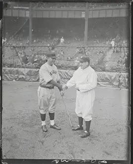 Joseph V Prints: Charlie Grimm and Joe McCarthy Shaking Hands