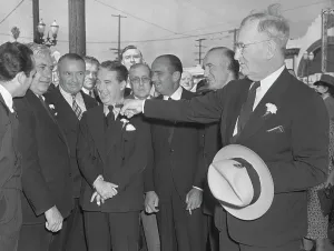 Donald Crisp Prints: Charlie Murray Pointing to Charlie Chaplin