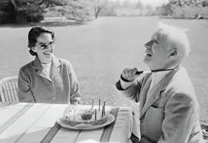 Oona Oneill Prints: Charlie and Oona Chaplin Celebrating His Birthday