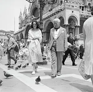 Pigeon Prints: Charlie, Oona Chaplin Walk Behind Pigeon