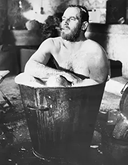Pail Prints: Charlton Heston Bathing in Bucket