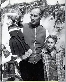 Charlton Heston with Children on Khartoum Set
