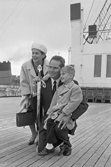 Charlton Heston and Family on Ship