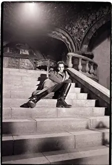Charlton Heston Posing on Movie Set