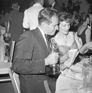 Telegram Prints: Charlton Heston with Wife and Oscar