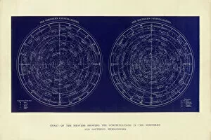 Images Dated 30th May 2017: Chart of the Heavens Showing the Constellations in the Northern and Southern Hemispheres Engraving