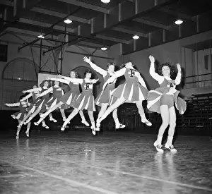 Pre Teen Girl Prints: Cheerleaders in Middle of Routine
